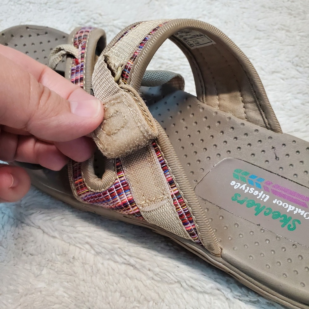 Skechers Tan Plaid Summer Simple Everyday Casual Open Toe Strappy Sandal Women 9 - Picture 7 of 9